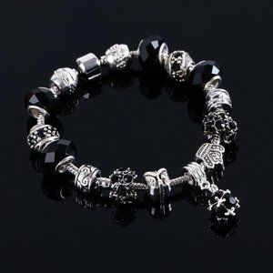Women's Crystal/Silver Charm Bracelet